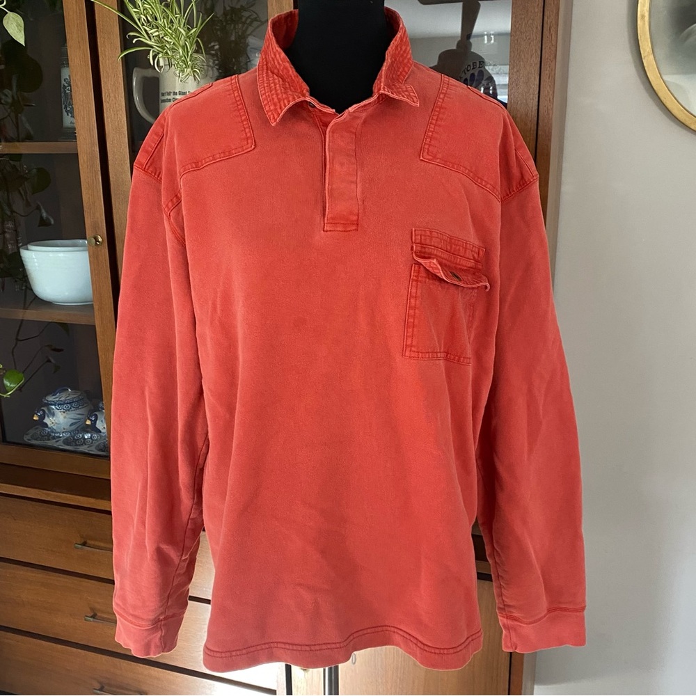 Sperry Men's Long-Sleeve Polo Sweatshirt in Faded Coral